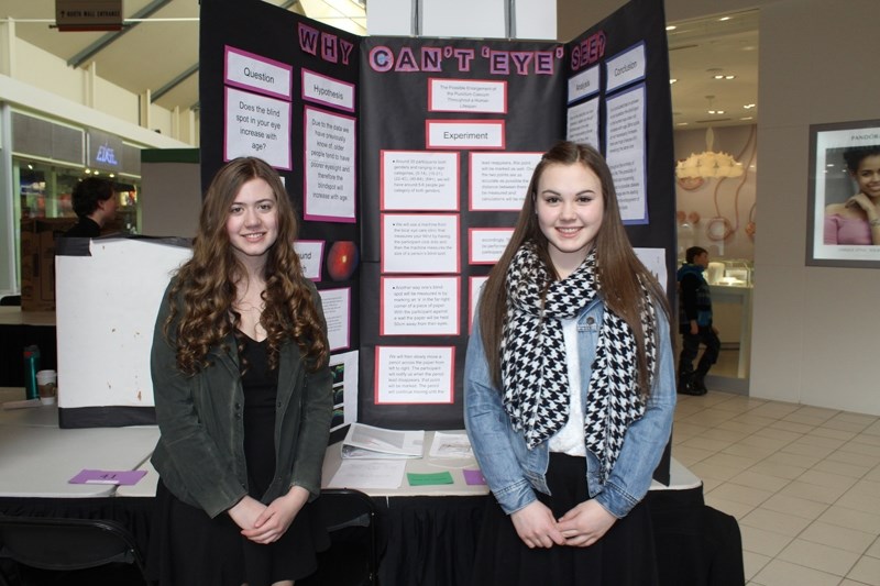 Jazzlyn Thompson and Rochelle Reeve, Grade 10 students at Olds High School, are heading to the Canada-wide Science Fair in May. They won a Silver Medal at the Central Alberta 