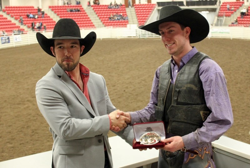 LB Moen brought home the buckle for the Olds College rodeo team in bull riding last weekend (March 31 &#8211; April 1) at the Canadian College Rodeo Finals held on the