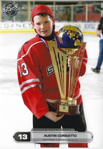 Olds Grizzlys Peewee A player Austin Corsiatto made a trip to a region that borders France and Italy to play for the Western Canada Select team in his first international