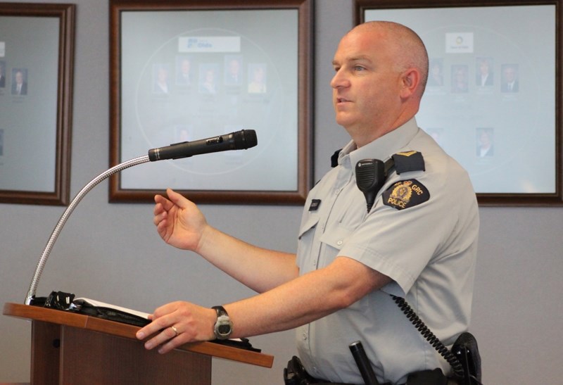 Cpl. Shawn Morgan presented the RCMP&#8217;s 2016 Crime Statistics Report for Olds to council during the policies and priorities meeting on May 15.