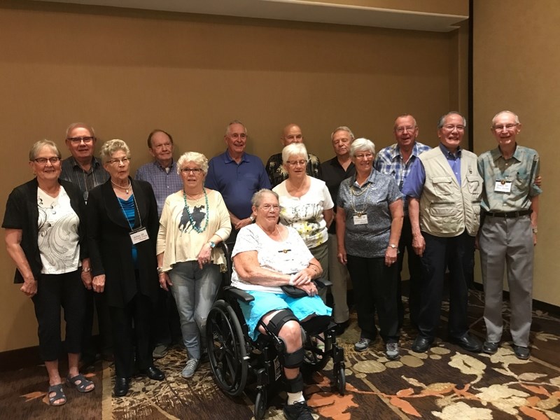 Here are some members of the Olds High School class of &#8217;57 who held a reunion at the Pomeroy Inn &#038; Suites in June. From left to right: Back row &#8212; Don Smith,