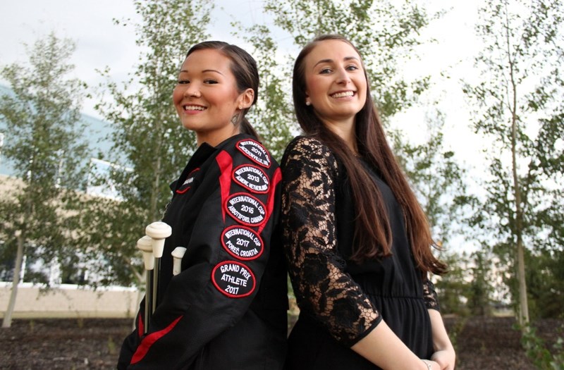 Local baton twirlers Tianna Tedford, left, and Jenna Jemieff, right, will head to Porec, Croatia next week to represent Team Canada on the world stage. Ranked top six in