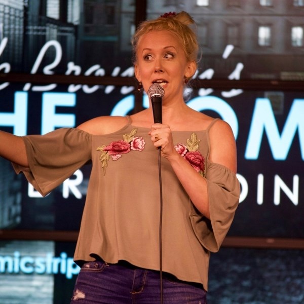 Standup comic AimÈe Beaudoin, a former Olds resident, is coming back home to MC a comedy show at Tracks Pub Aug. 12.