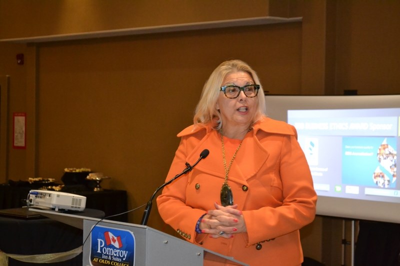 Outgoing mayor Judy Dahl spoke to the Business Awards banquet crowd during what may have been her last public appearance in that role.