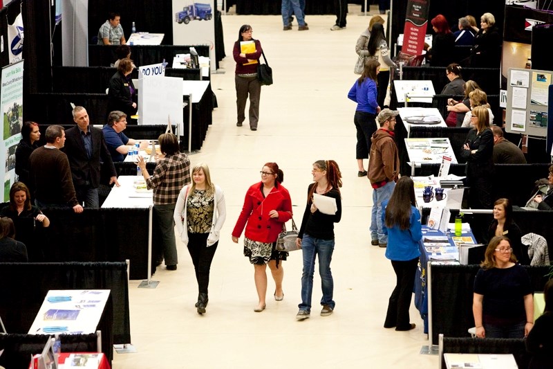 People browse through the offerings at last week&#8217;s career fair held in the Ralph Klein Centre.