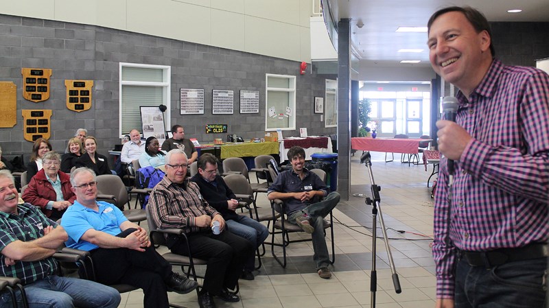 Mark Anielski, a partner and co-founder of Genuine Wealth Inc., shared the results of a survey on well-being and happiness currently underway in Olds with a gathering of