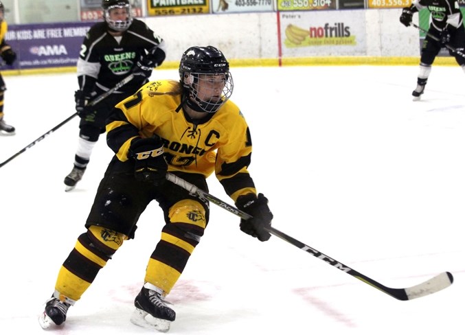 Broncos team captain Cassidy Holt heads up-ice. She&#8217;s pleased that the college is hosting the Make Some Noise for Mental Health campaign at the campus Feb. 1-3.