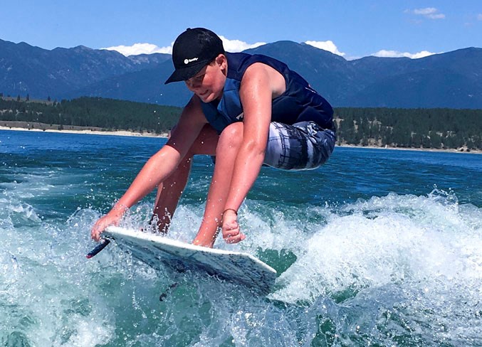 Keegan Hodgson works on his surfing skills.