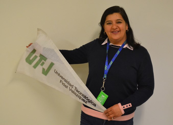 Mexican English student Rosie Fonseca holds a souvenir from her home country.