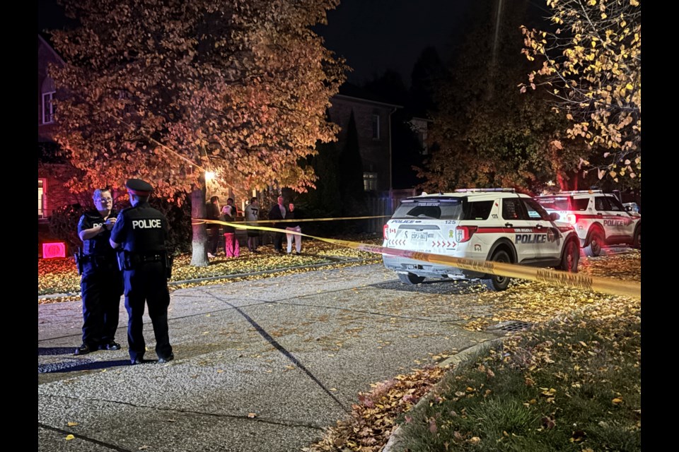 York Regional Police officers taped off Downey Circle Wednesday night.