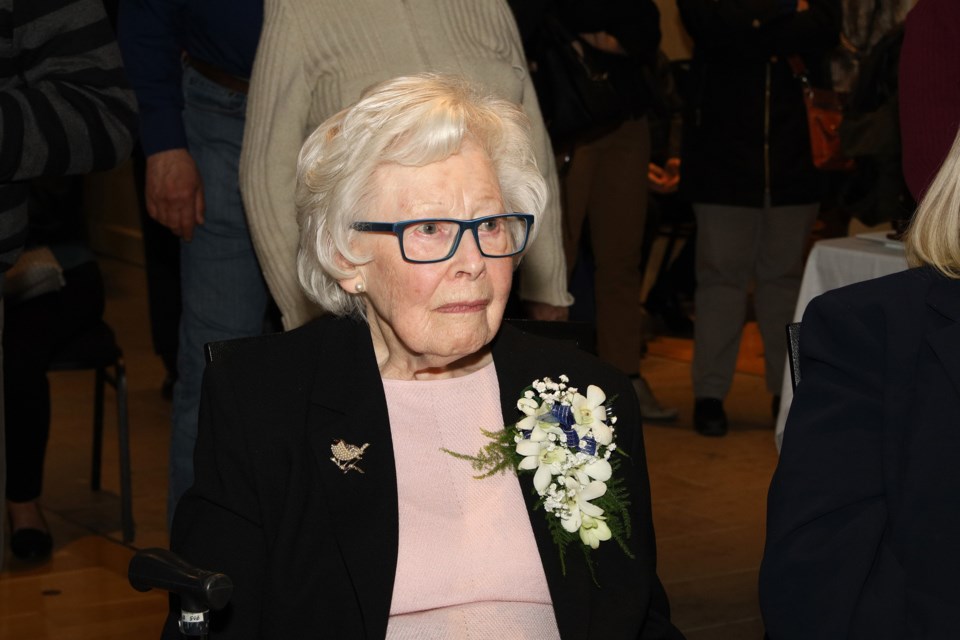 Newmarket resident Mary Cromarty, who is 91 and has been painting for seven decades, was honoured Saturday at the Toronto Watercolour Society's 38th annual spring juried art show at the Old Town Hall in Newmarket.  Greg King for NewmarketToday