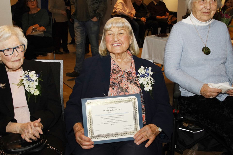 Pauline Holancin, who lives in Bradford, was honoured recently at the Toronto Watercolour Society's 38th annual spring juried art show at the Old Town Hall in Newmarket..  Greg King for NewmarketToday