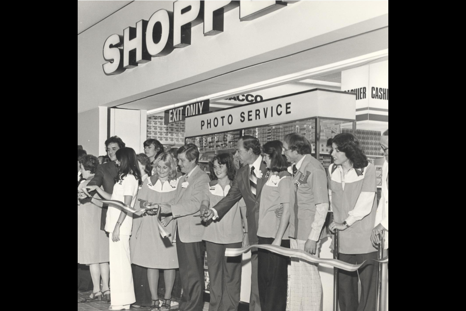 The ribbon cutting marking the opening of Hillcrest Mall on Yonge Street in Richmond Hill in 1974.