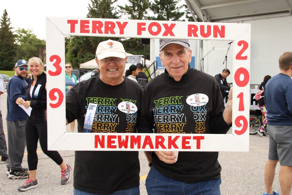 John Williamson and George Smith are all smiles at the 39th annual Newmarket Terry Fox Run at Ray Twinney Recreation Complex Sept. 15.  Greg King for NewmarketToday