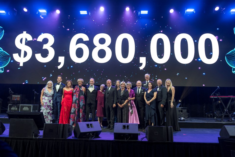 Southlake leadership, gala committee members, presenting sponsor Nicholas Fidei of Treasure Hill, and host Beverley Mahood gather to celebrate $3.68 million raised at Southlake Foundation’s The Future Is Now Gala on Oct. 5.