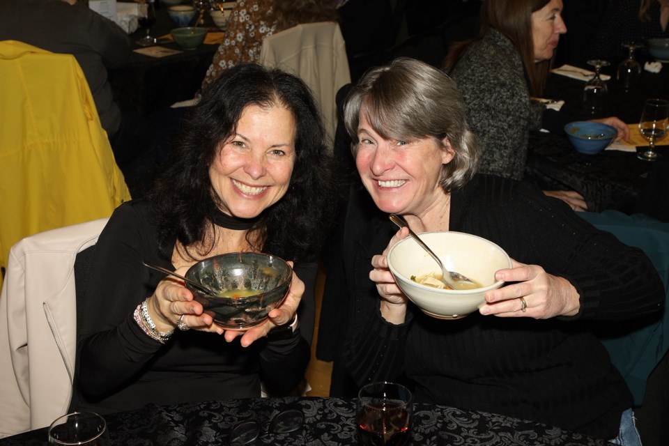 Tina Finelli and Carolyne Wiley filled their bowls with chicken soup at Pine Tree Potters’ Guild Empty Bowls event Nov. 21 at Newmarket’s Old Town Hall in support of Inn From the Cold in Newmarket and Welcoming Arms in  Aurora. 