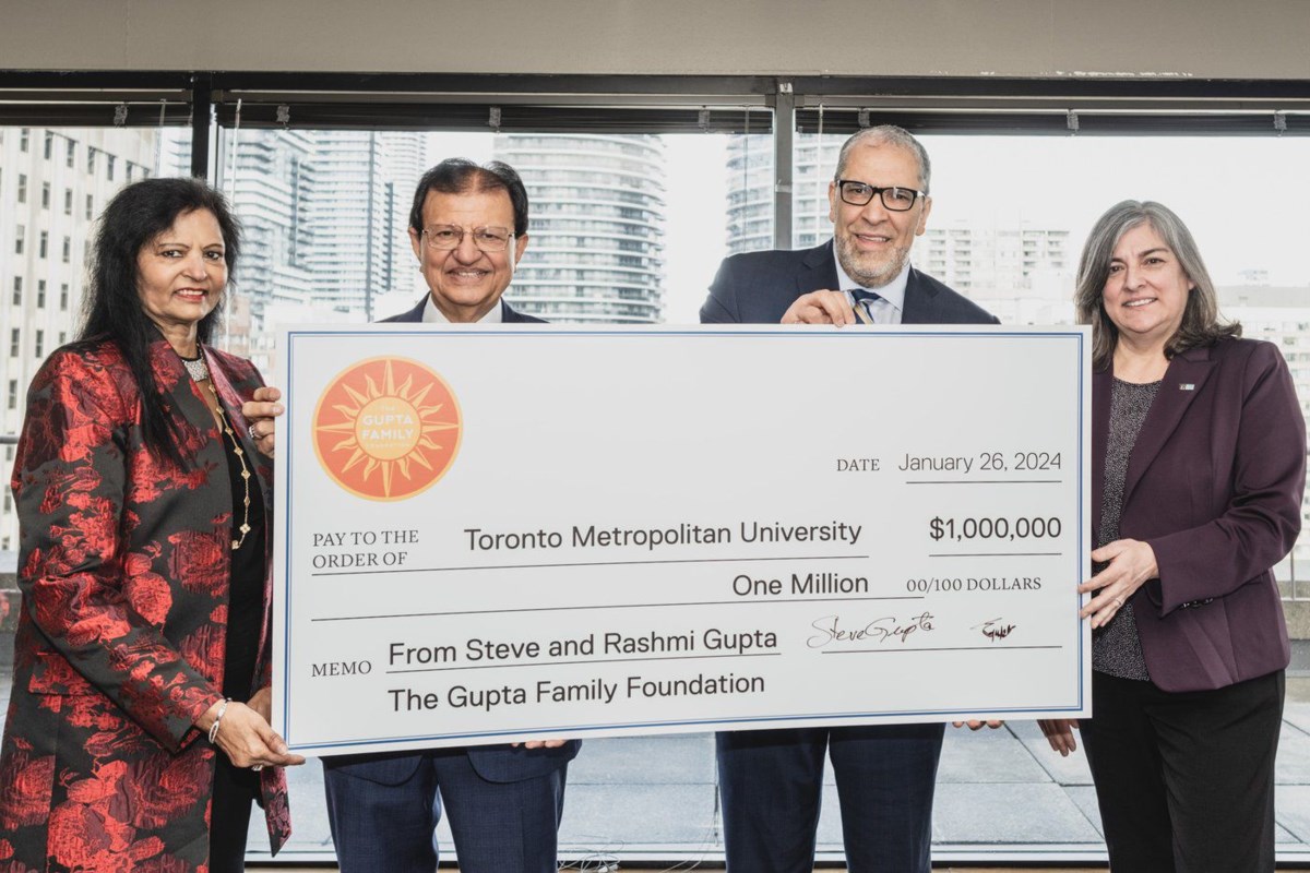 马克姆市的古普塔家族向多伦多都会大学捐赠100万美元