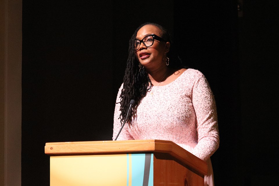 Jerisha Grant-Hall, Chair of the Newmarket African Caribbean Canadian Association, speaks during  the association's gala and volunteer appreciation night at the Old Town Hall Nov. 27. 