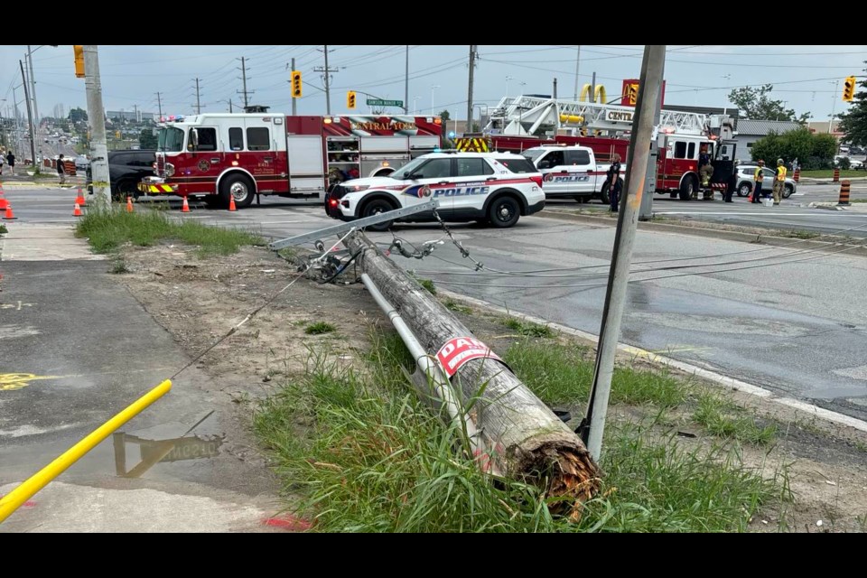A downed hydro pole caused a power outage in Newmarket for more than three hours July 3.
