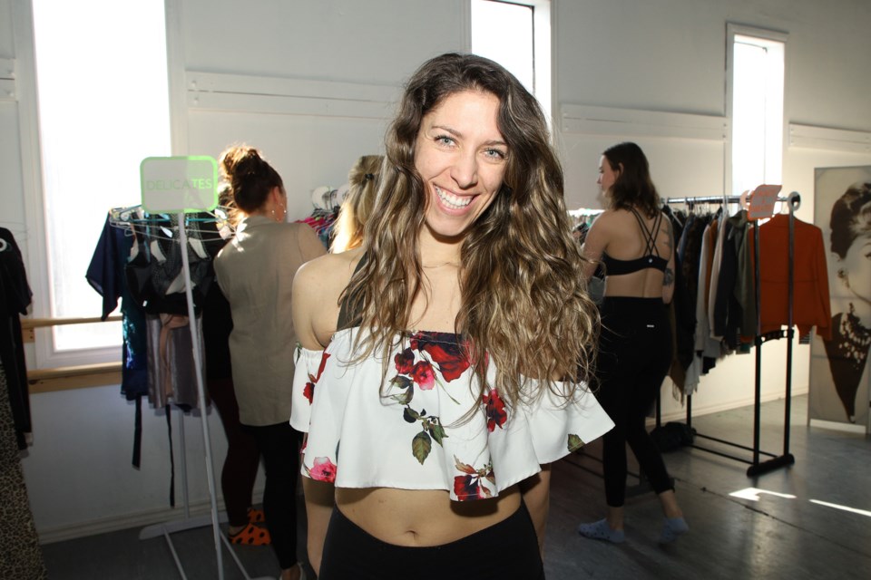 Dance instructor Brittany Brie D'Amico wears the 'treasure' she found in the free Army of Sass clothing swap at Newmarket's Harmony Dance March 8, International Women's Day. Greg King for NewmarketToday