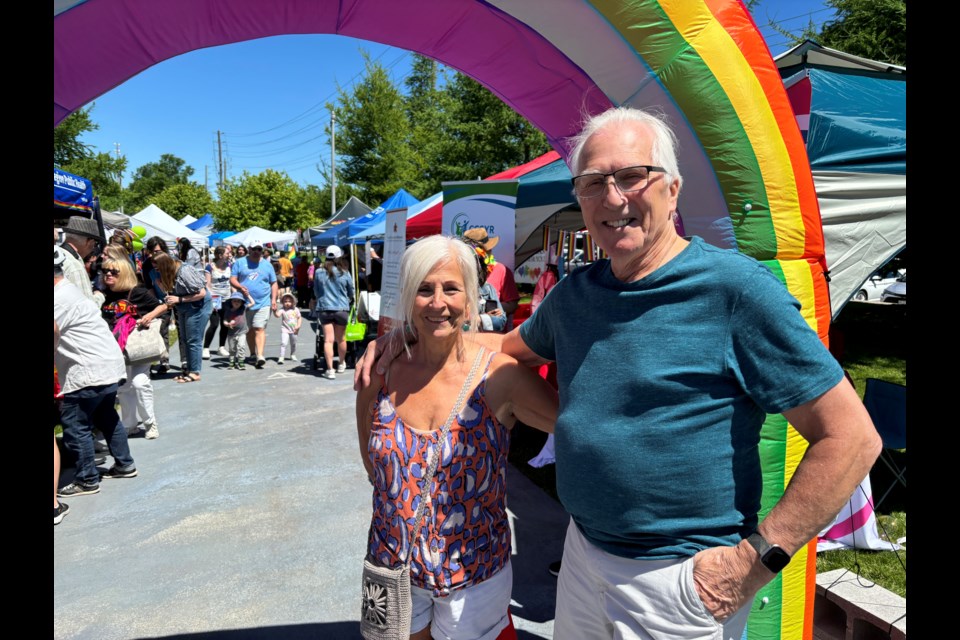 Chris and Alfi Muzzin of Newmarket enjoyed the different vendors and organizations' booths at Pride on Riverwalk June 15.