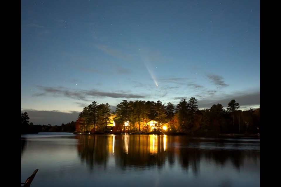 Newmarket resident and member of the York Simcoe Amateur Astronomers David Kempton captured the comet in the sky Sunday evening from the dock of a cottage east of Parry Sound.