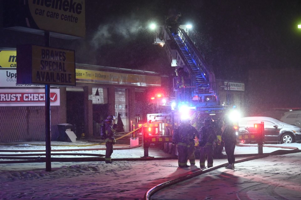 Central York Fire Services crews have a fire under control at Upper Canada Collision at George and Davis Saturday night, following a fire at a neighbouring auto shop Thursday night.