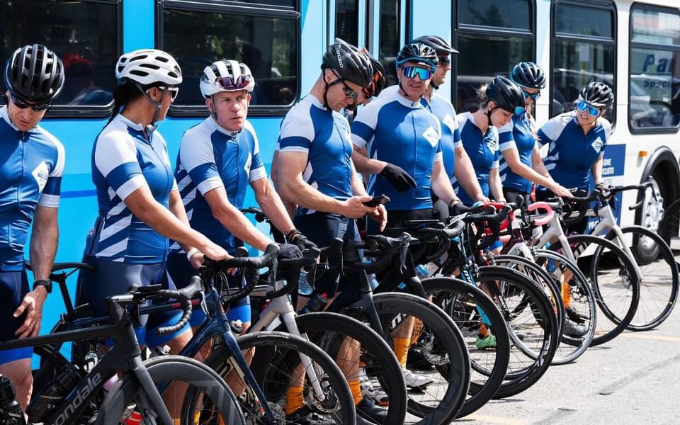 Cyclists prepared for a 40-kilometre trek across the region at police headquarters at 47 Don Hillock Dr. in Aurora, on June 1.