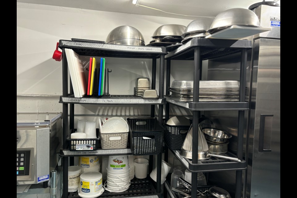 Dishes are stacked neatly.