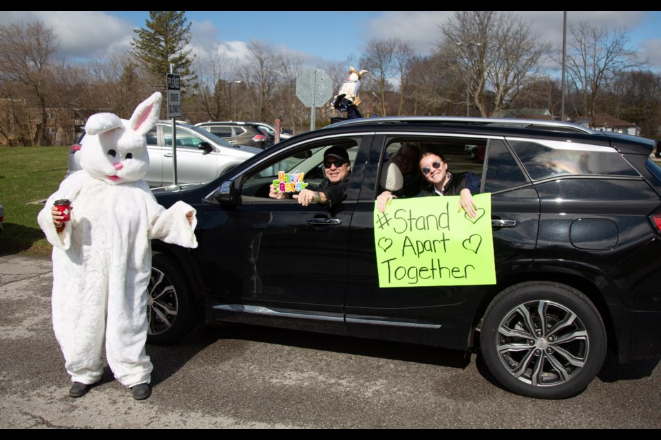 The Easter Bunny joined the parade of support at Newmarket Health Centre Friday. Submitted photo/Glenn Rodger Photography