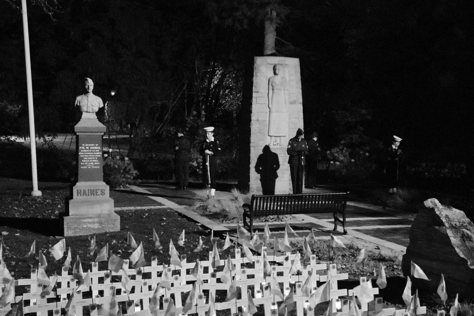 Cadets stand vigil the night before.  Greg King for NewmarketToday