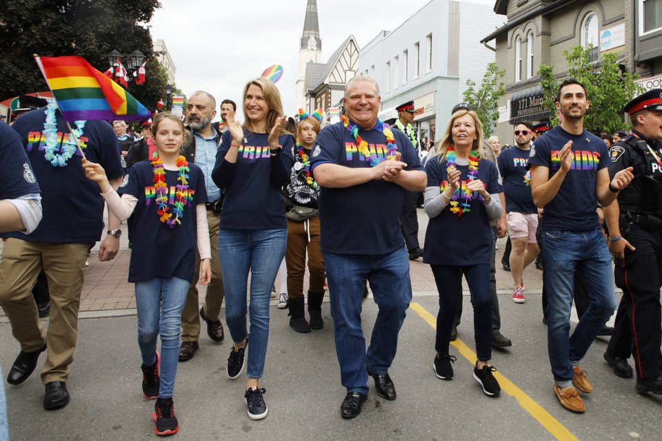 On June 13, 2019, Ontario Premier Doug Ford joined the York Pride parade at the last minute to march behind the York Regional Police float.  Greg King for NewmarketToday