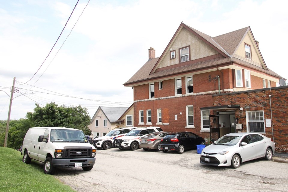 The apartment building at Millard and Main in which Blake Bibby was murdered.