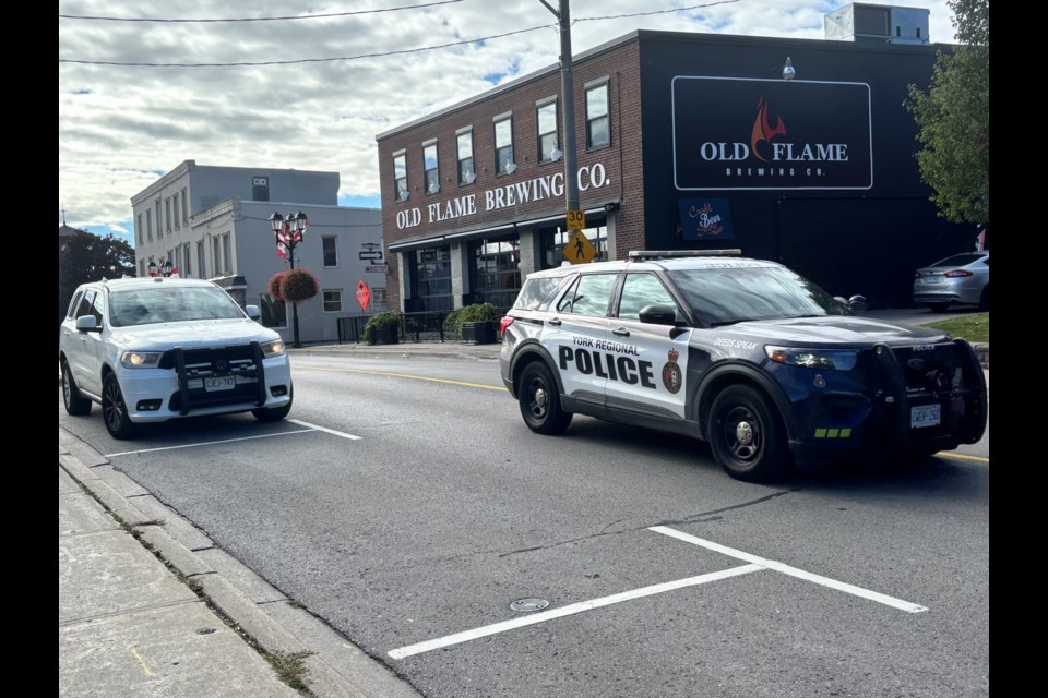 York Regional Police officers were parked on Main Street for an investigation on Oct. 9.