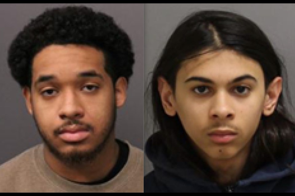 Daiquon Estrada-Kelly, left, and Ayden Murray are facing charges in relation to armed robberies at spas in Markham and Toronto.