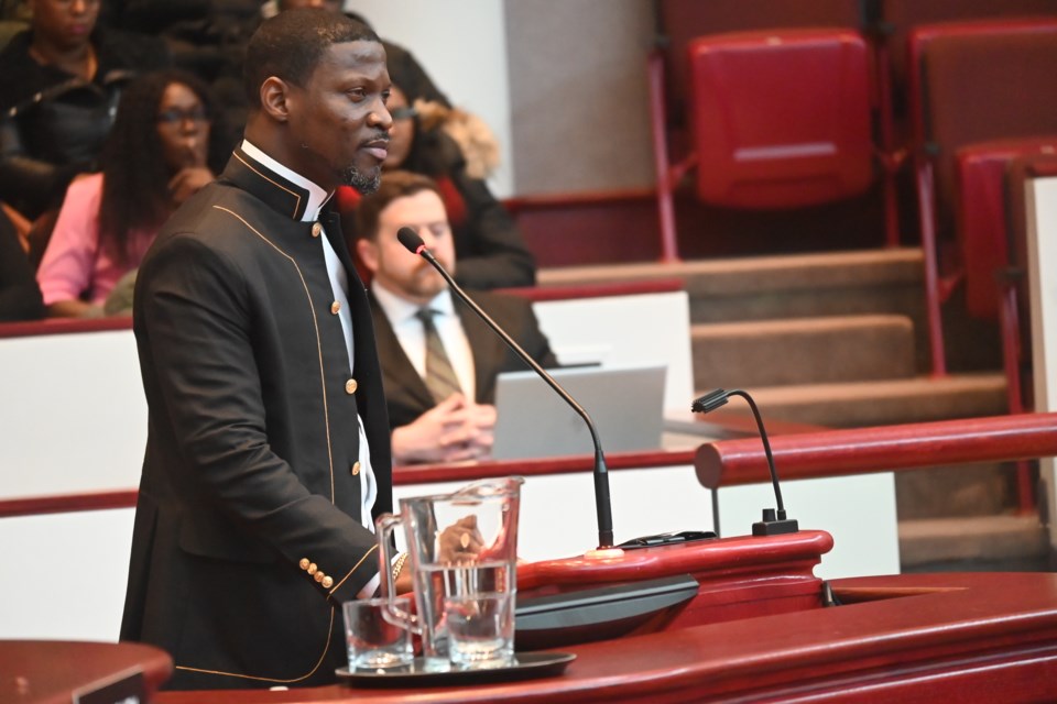 Miracle Arena representative Dr. Martin Kofi Danso presented to York regional council Jan. 11.