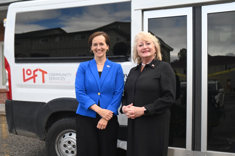 LOFT Community Services CEO Heather McDonald and Newmarket-Aurora MPP Dawn Gallagher Murphy.