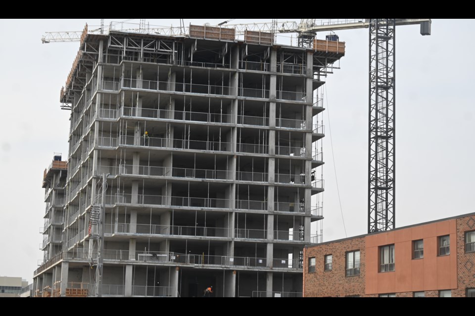 Construction is coming along at the buildings at Kingsley Square on Davis Drive. 