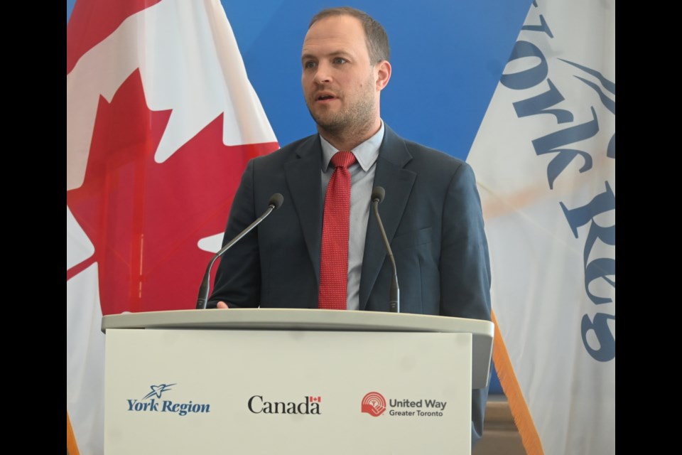 Minister of Housing, Infrastructure and Communities Nathaniel Erksine-Smith announces federal funding of more than $106 million for York Region at an announcement in Newmarket Feb. 7. 