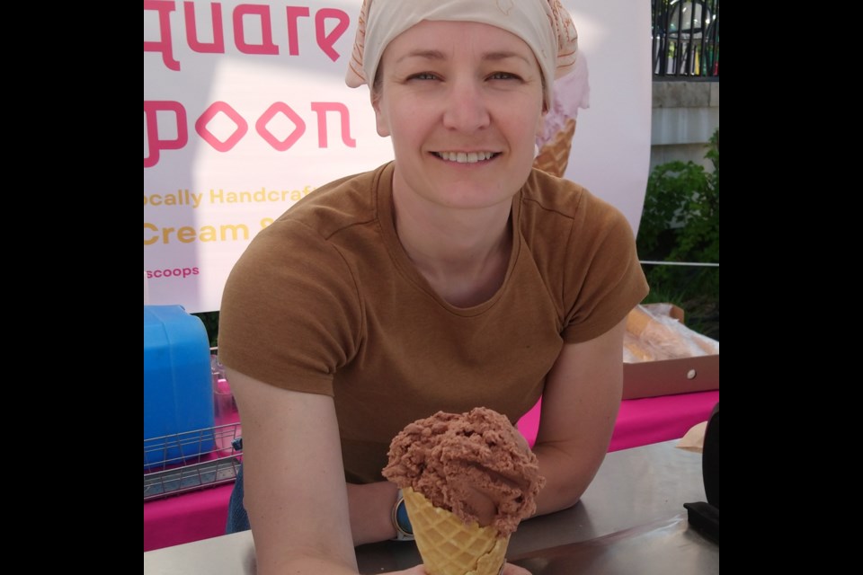 Rebecca Alton serves up her homemade ice creams and sorbets at the Newmarket Farmers’ Market.