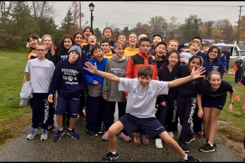 Pickering College Grade 6 class runners are warmed up and ready to take on the Booker's Run at Fairy Lake today. Debora Kelly/NewmarketToday