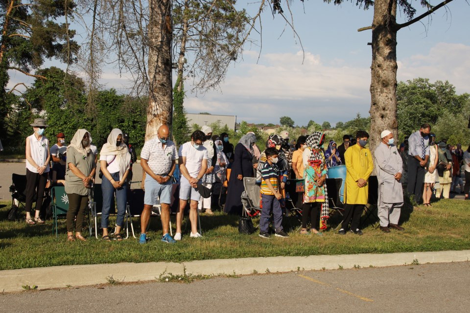 A moment of silence was held for the victims of the anti-Muslim attack June 6 in London at the vigil held Sunday at the Newmarket Islamic Centre.  Greg King for NewmarketToday