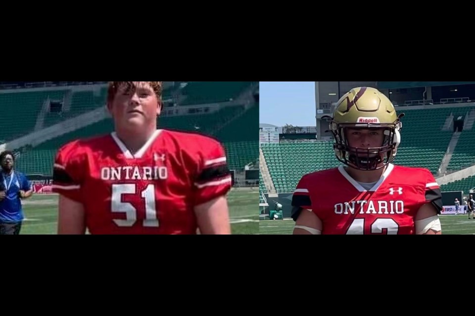 Huron Heights Warriors Darcy Winsor and Keegan Milcoy helped Team Ontario to a win at the Football Canada Cup July 13.