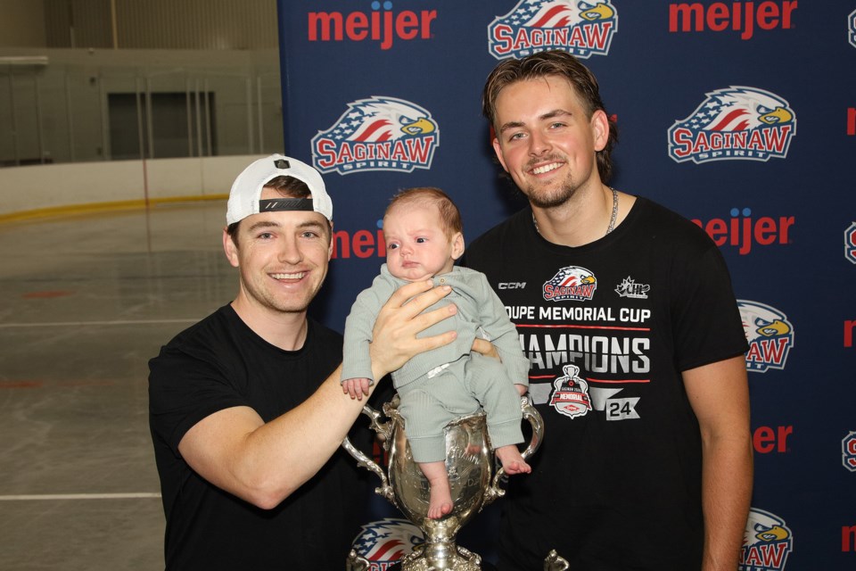 Scott Carlow's son, Hudson, almost fits in the Memorial Cup. Newmarket hockey star Braden Haché brought home the CHL Memorial Cup to Newmarket on Saturday after his Saginaw Spirit team won the top championship in junior hockey.