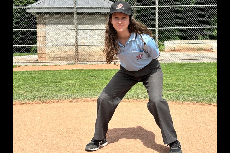 Veronica Shields, 15, is the only female umpire with the Newmarket Baseball Association.