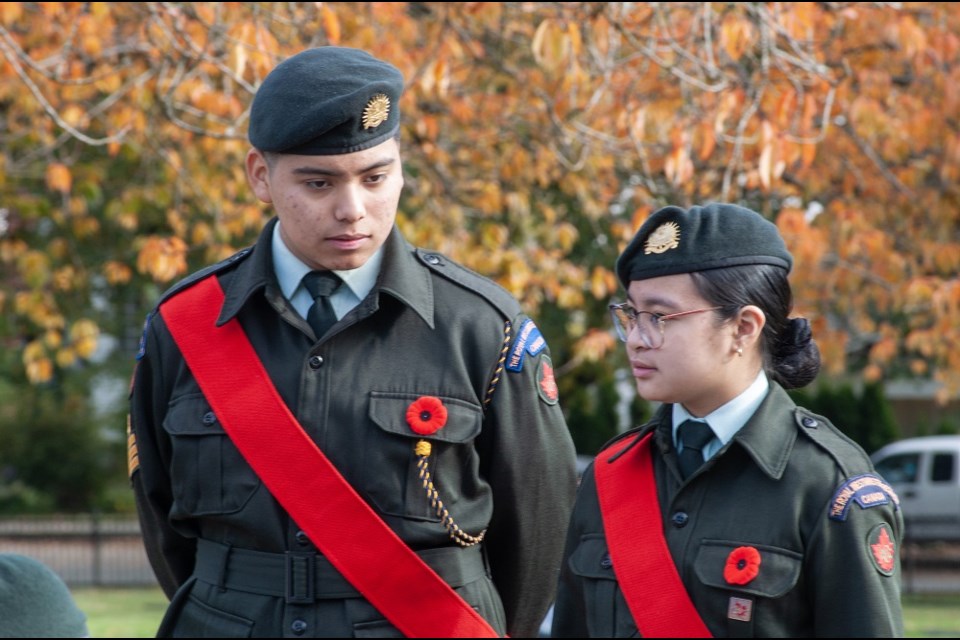 Hundreds of New Westminster students visited Fraser Cemetery on Nov. 7, 2024, to lay poppies at the tombstones and plaques of fallen soldiers as part of Remembrance Day events.