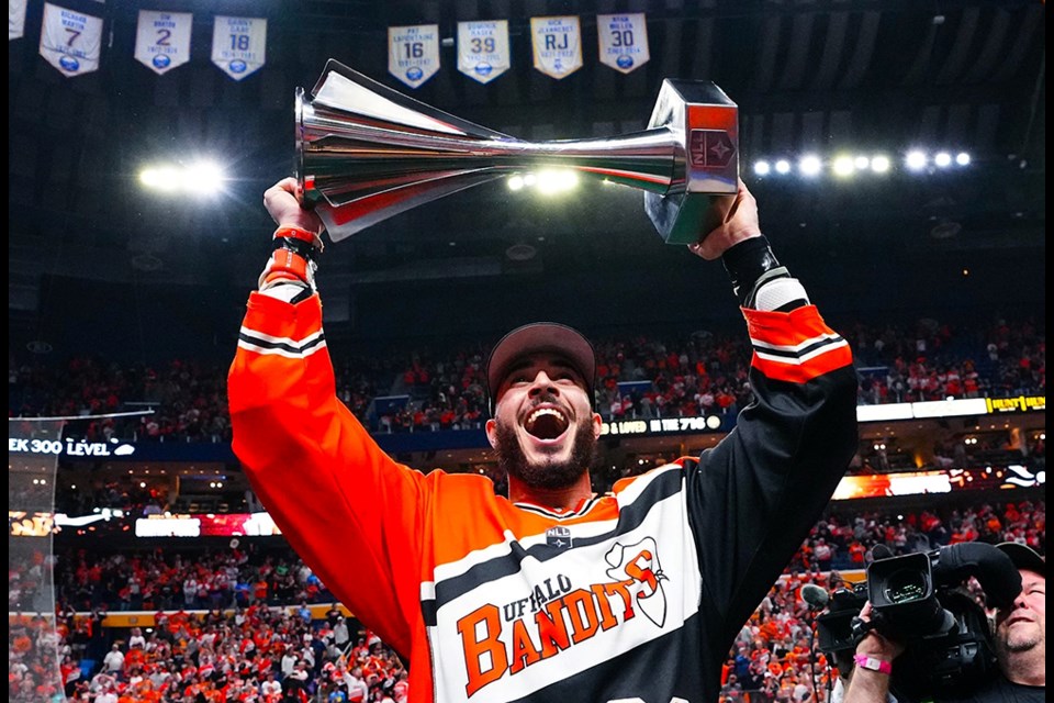 New Westminster's Josh Byrne was named MVP of the finals and regular season en route to claiming a second straight National Lacrosse League (NLL) championship with the Buffalo Bandits. He led the NLL with 135 points in 18 games, plus 33 in five playoff matches.