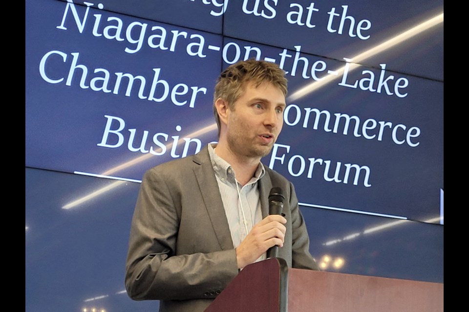 Chamber board chair Andrew Niven addressing the audience at a business forum. | File photo