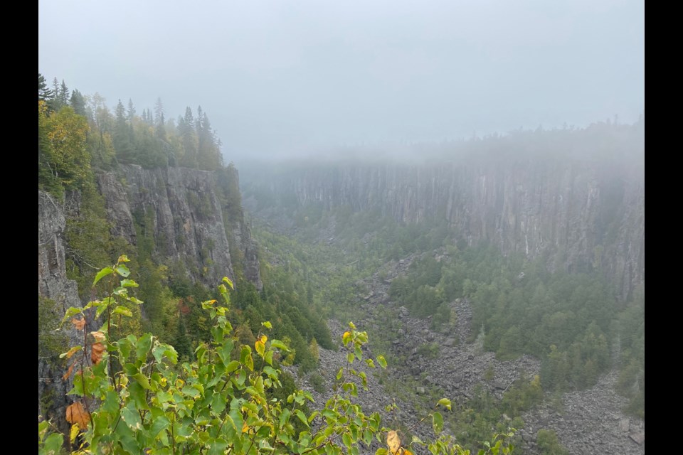 A misty view of the canyon.