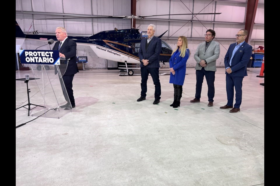 Joining Premier Ford at the press conference were NOTL Deputy Lord Mayor Erwin Wiens, Niagara Falls PC Candidate Ruth-Ann Nieuwesteeg, Lord Mayor Gary Zalepa, and Niagara Falls mayor Jim Diodati.